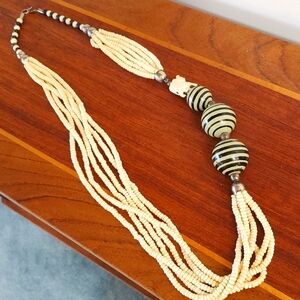 Vintage Multi-Strand Carved Asymmetrical Necklace